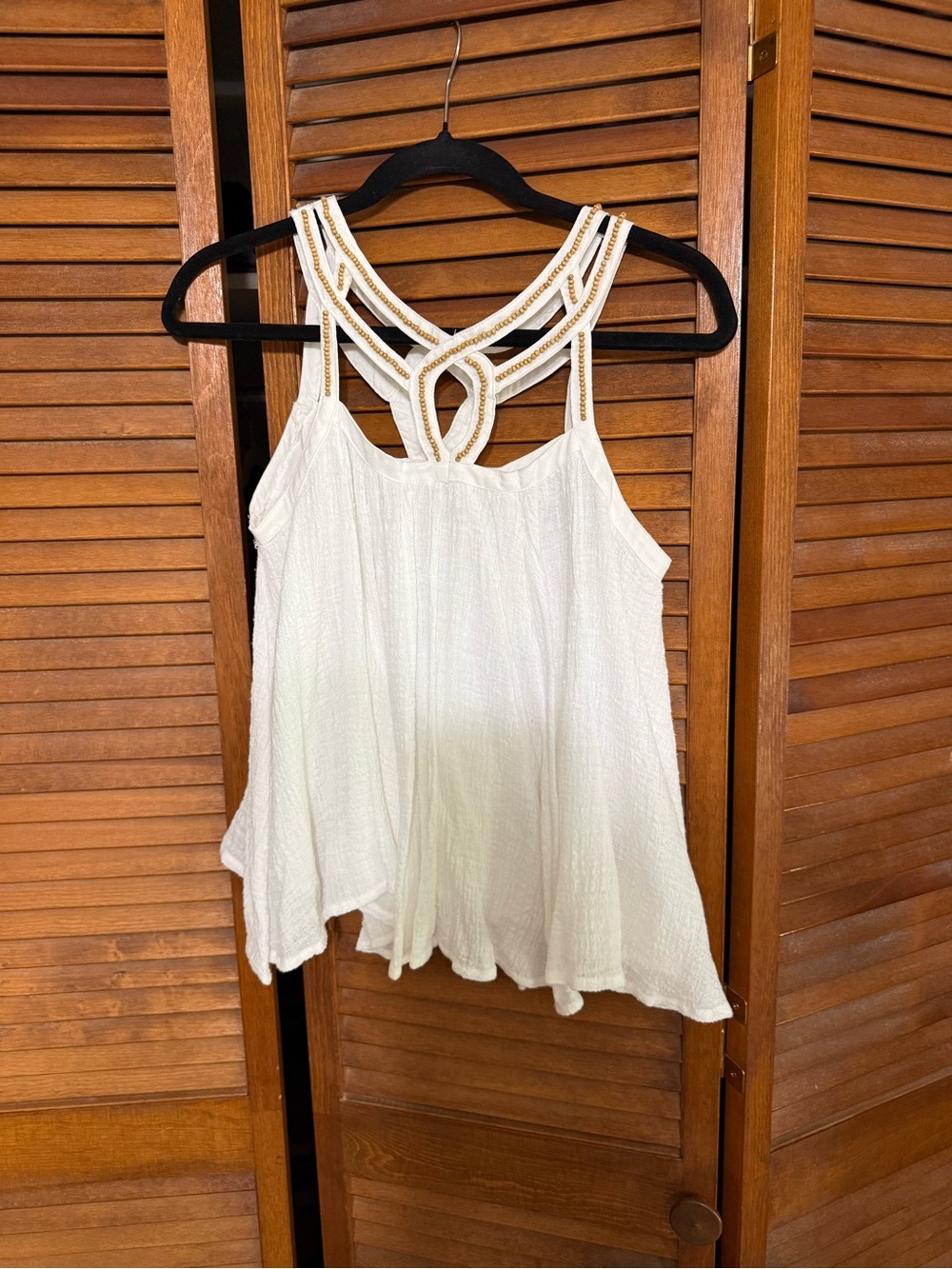 Altar'd State White Textured Tank with Strappy Decorative Back